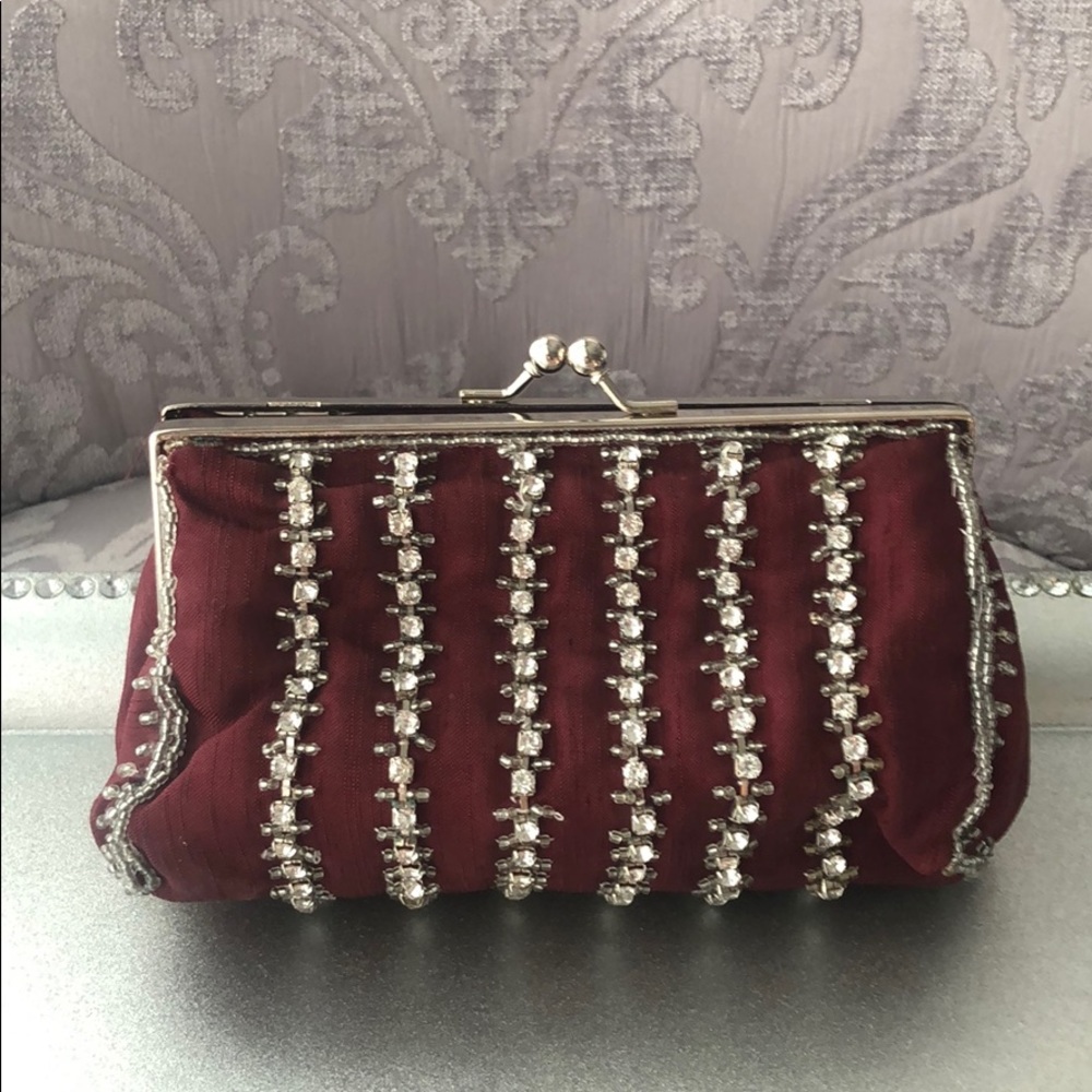 Burgundy/Maroon rhinestone clutch